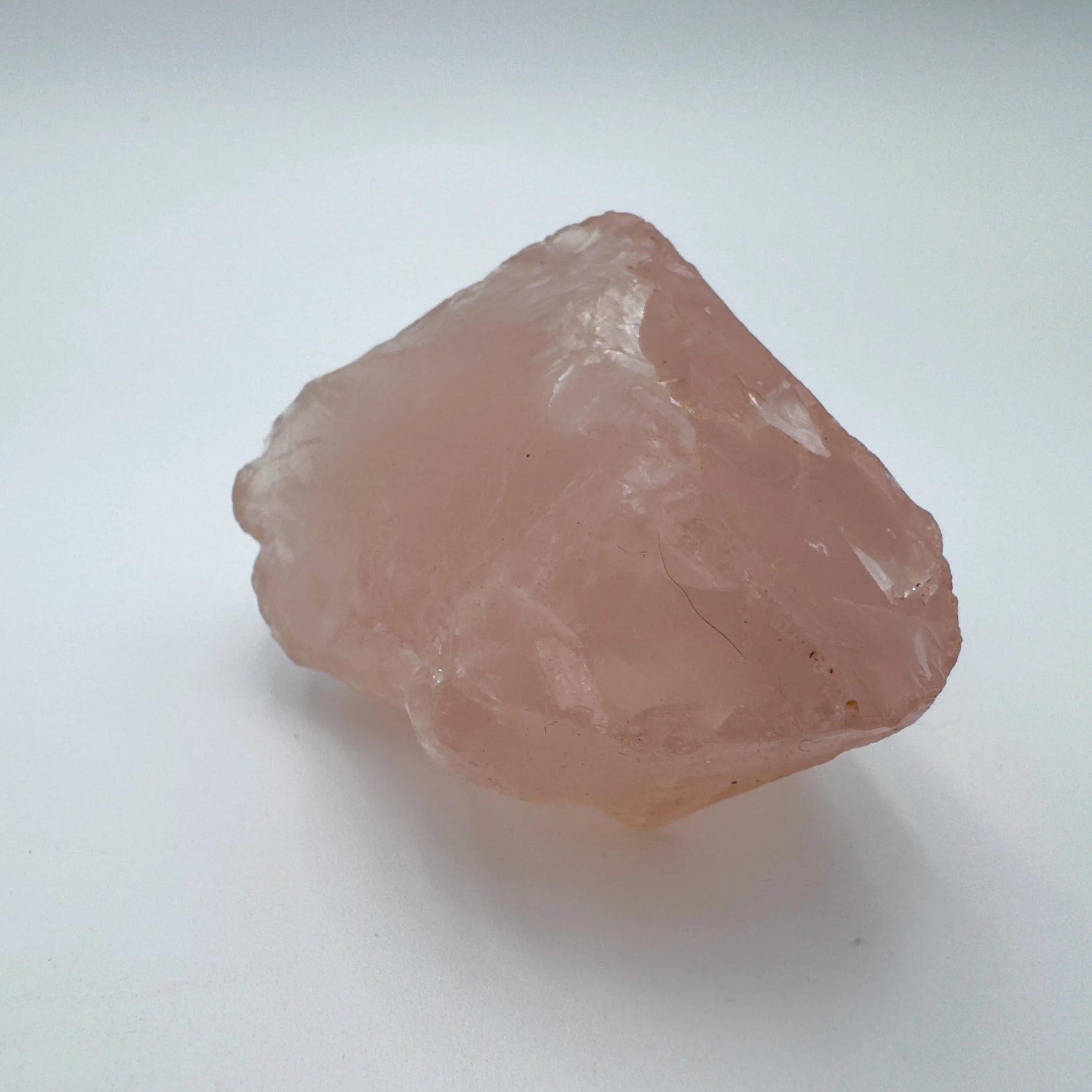Underside view of Grade AAA Rose Quartz specimen, from Alaotra-Mangoro, Madagascar.