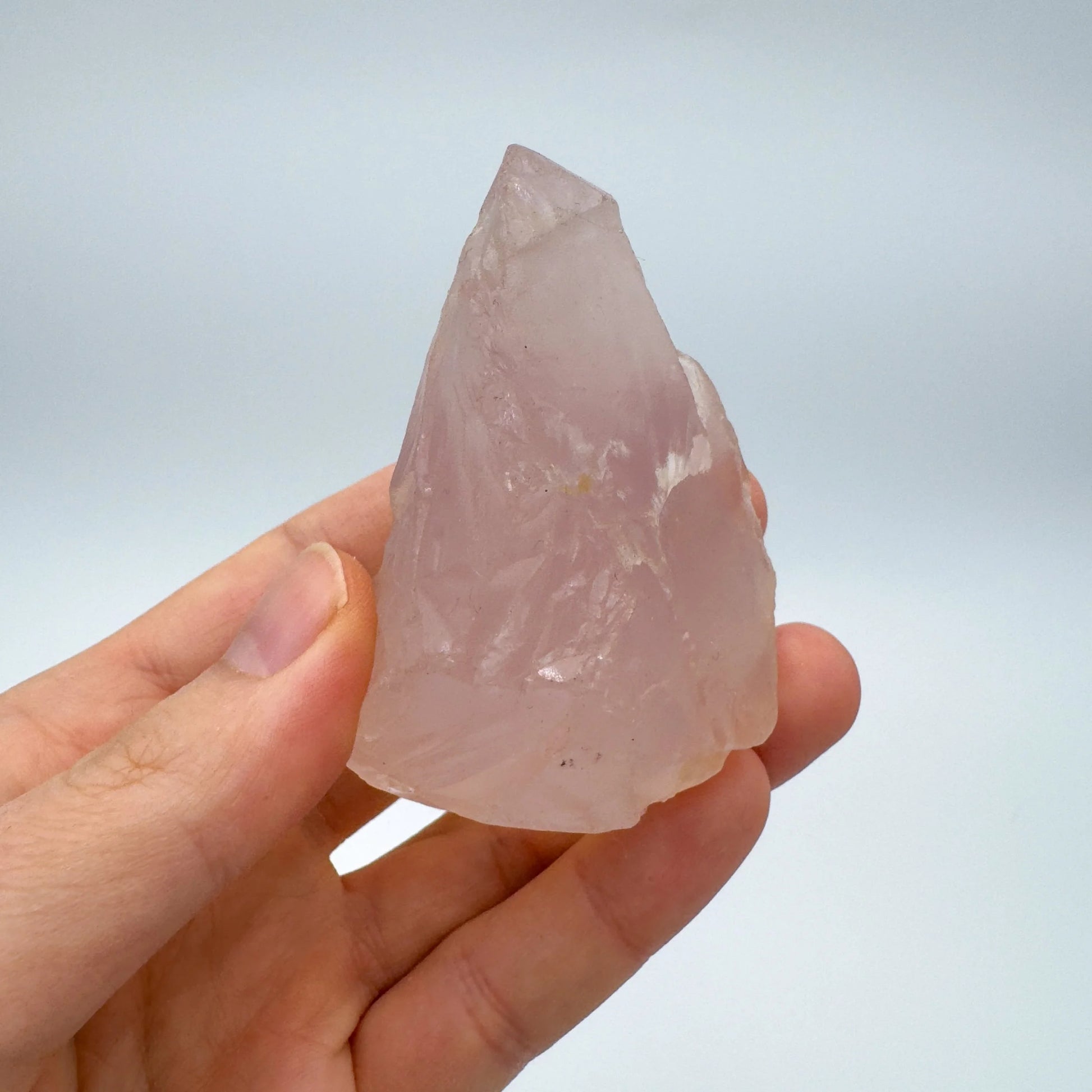 Handheld Rose Quartz crystal from Madagascar for meditation, Emotional Healing and Stress Relief
