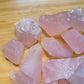 Full profile of Grade AA Rose Quartz raw ready to ship from Beyond Bohemian
