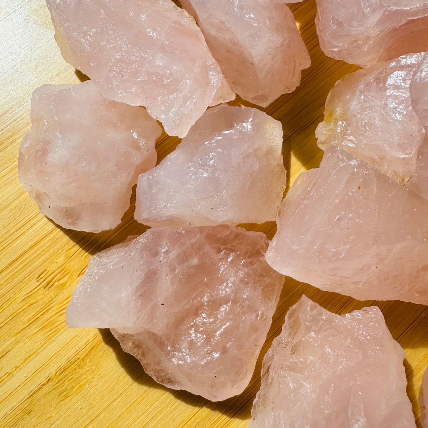 Bottom side of Grade AA Rose Quartz raw stone, traditionally used for Love, from Minas Gerais, Brazil.