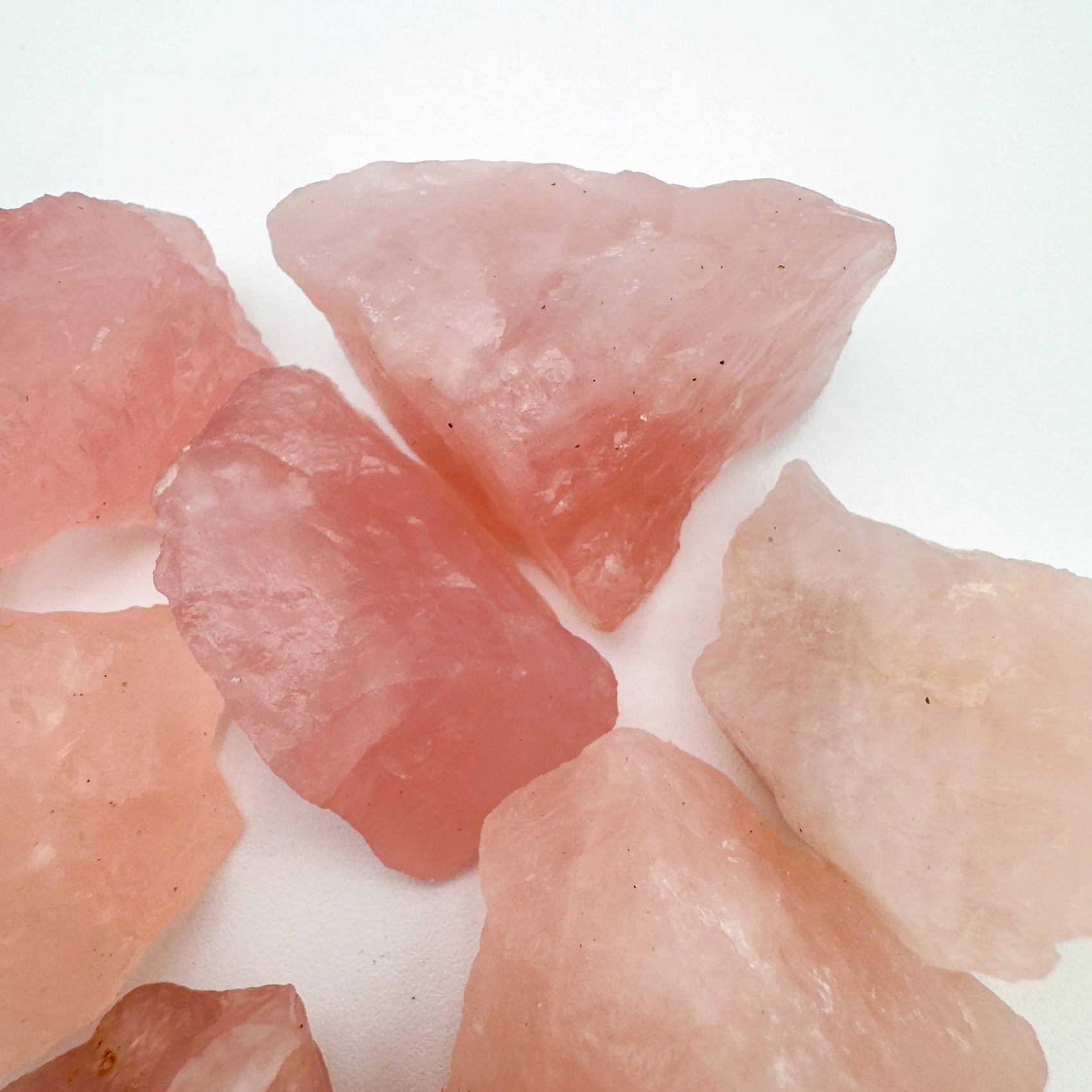 Close-up of Rose Quartz raw stone from Namibia, soothing wellness stone for Emotional Healing