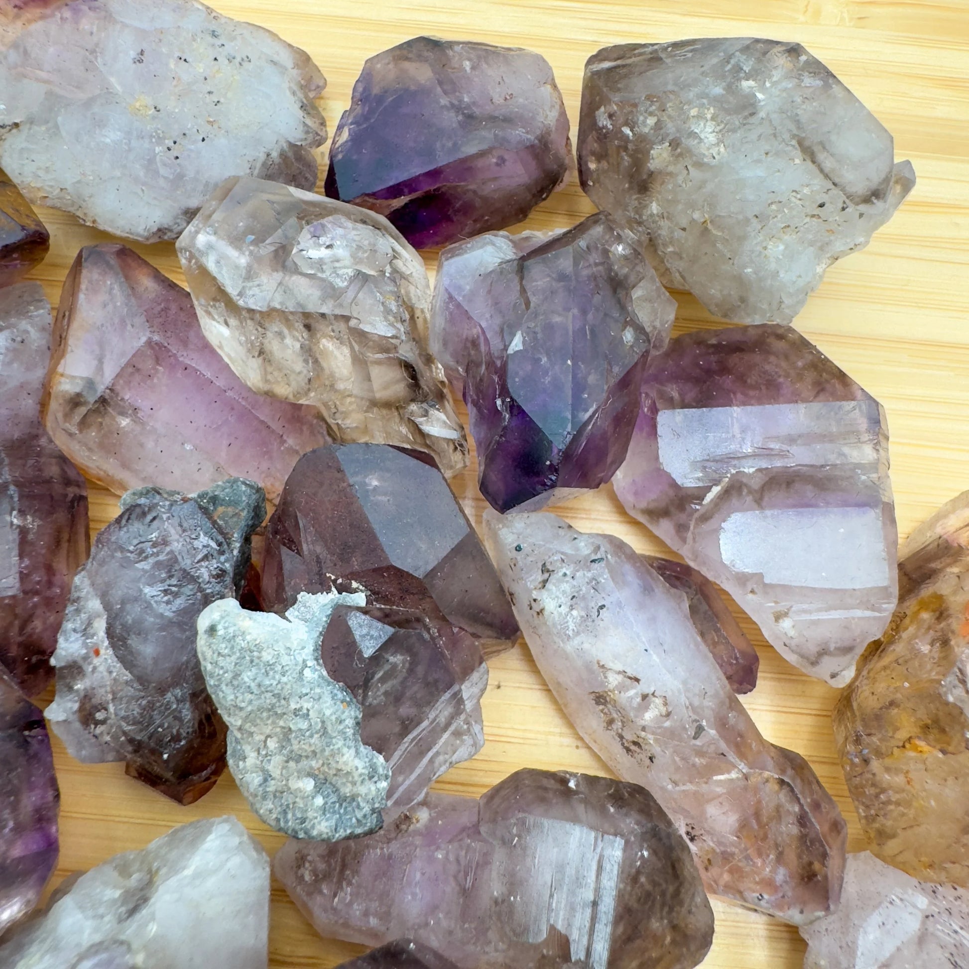 Underside detail of brown Smoky Amethyst raw point, from Zimbabwe.
