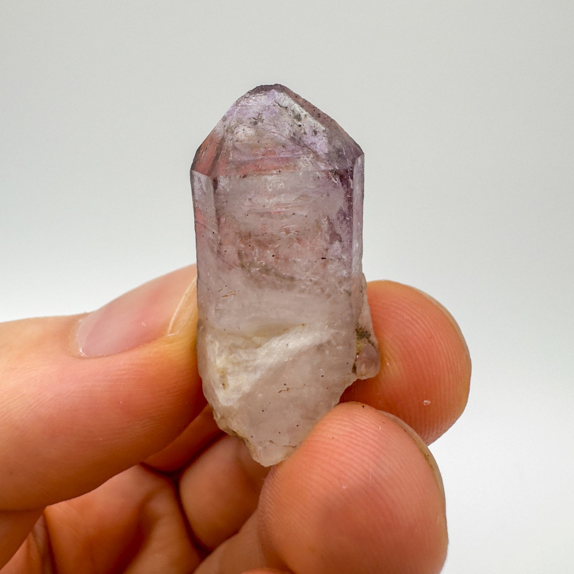 Full profile of Grade A Smoky Amethyst point ready to ship from Beyond Bohemian