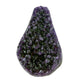 AAA grade amethyst polished geode from Artigas, Uruguay, tapered wedge, olive-toned druzy over purple crystal, 7.92 x 4.95 x 2.90 in, 3.81 pounds.
