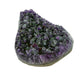 AAA grade amethyst geode from Uruguay, left profile, a yellow-olive band along the base, specimen 26.