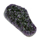 AAA grade amethyst geode from Uruguay, alternate angle, a yellow-olive band along the base, specimen 26.