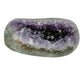 AAA grade amethyst geode from Uruguay, right profile, a thick grey-green agate shell, specimen 11.