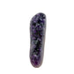AAA grade amethyst geode from Uruguay, angled three-quarter view, cream and tan agate rind along the base, specimen 6.