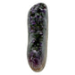 AAA grade amethyst geode from Uruguay, left profile, cream and tan agate rind along the base, specimen 6.