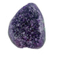 AAA grade amethyst polished geode from Artigas, Uruguay, rounded shield, dark purple druzy shading to olive at the edges, 7.59 x 5.89 x 2.28 in, 5.66 pounds.