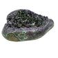 AAA grade amethyst geode from Uruguay, right profile, pale green celadonite banding over a yellow-olive base, specimen 24.