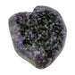 AAA grade amethyst geode from Uruguay, opposite face, pale green celadonite banding over a yellow-olive base, specimen 24.