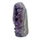 AA grade amethyst geode from Uruguay, left profile, grey and white agate banding over a brown exterior, specimen 60.