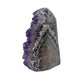 AA grade amethyst geode from Uruguay, alternate angle, grey and white agate banding over a brown exterior, specimen 60.