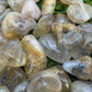 Underside detail of Quartz tumbled stone, showing matte finish, from Minas Gerais, Brazil.
