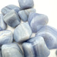 Plan view of Grade A Blue Lace Agate tumbled stone, hand-selected from ǁKaras Region, Namibia, showing characteristic color.