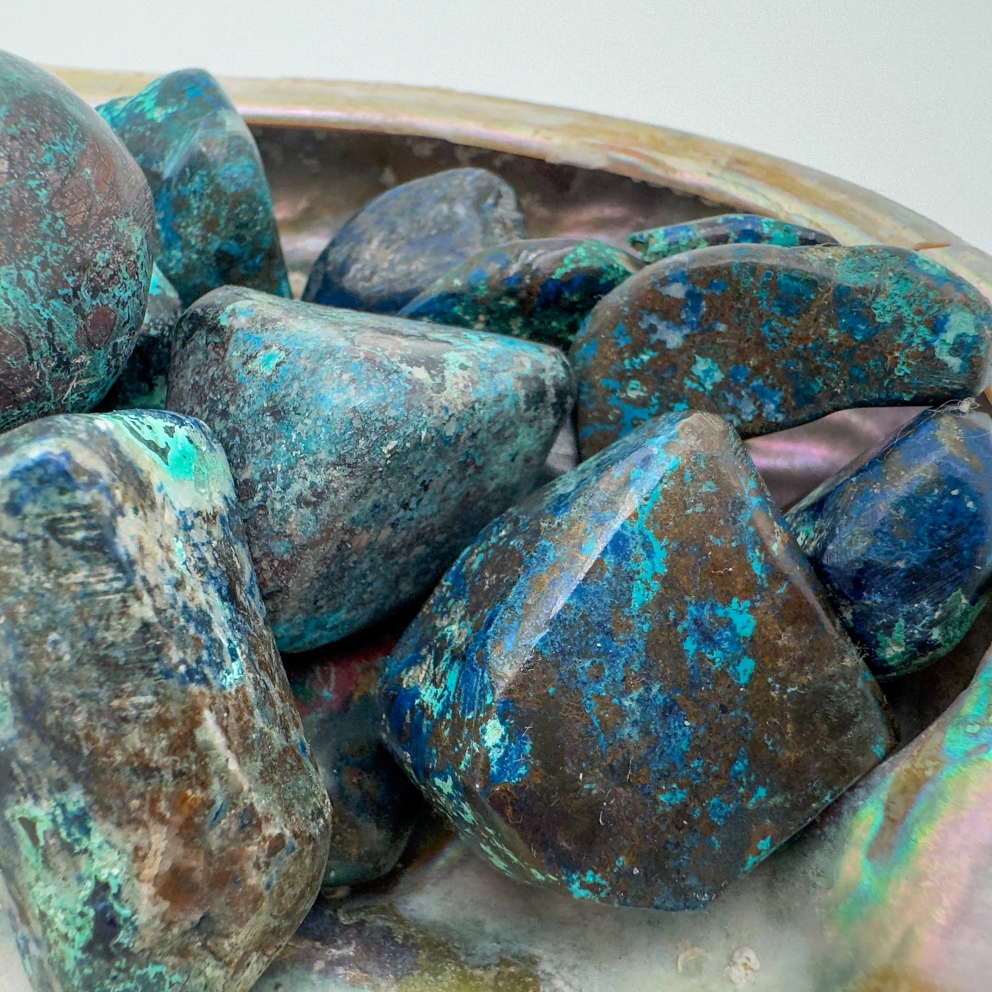 Plan view of Grade AA Azurite tumbled stone, for Intuition.