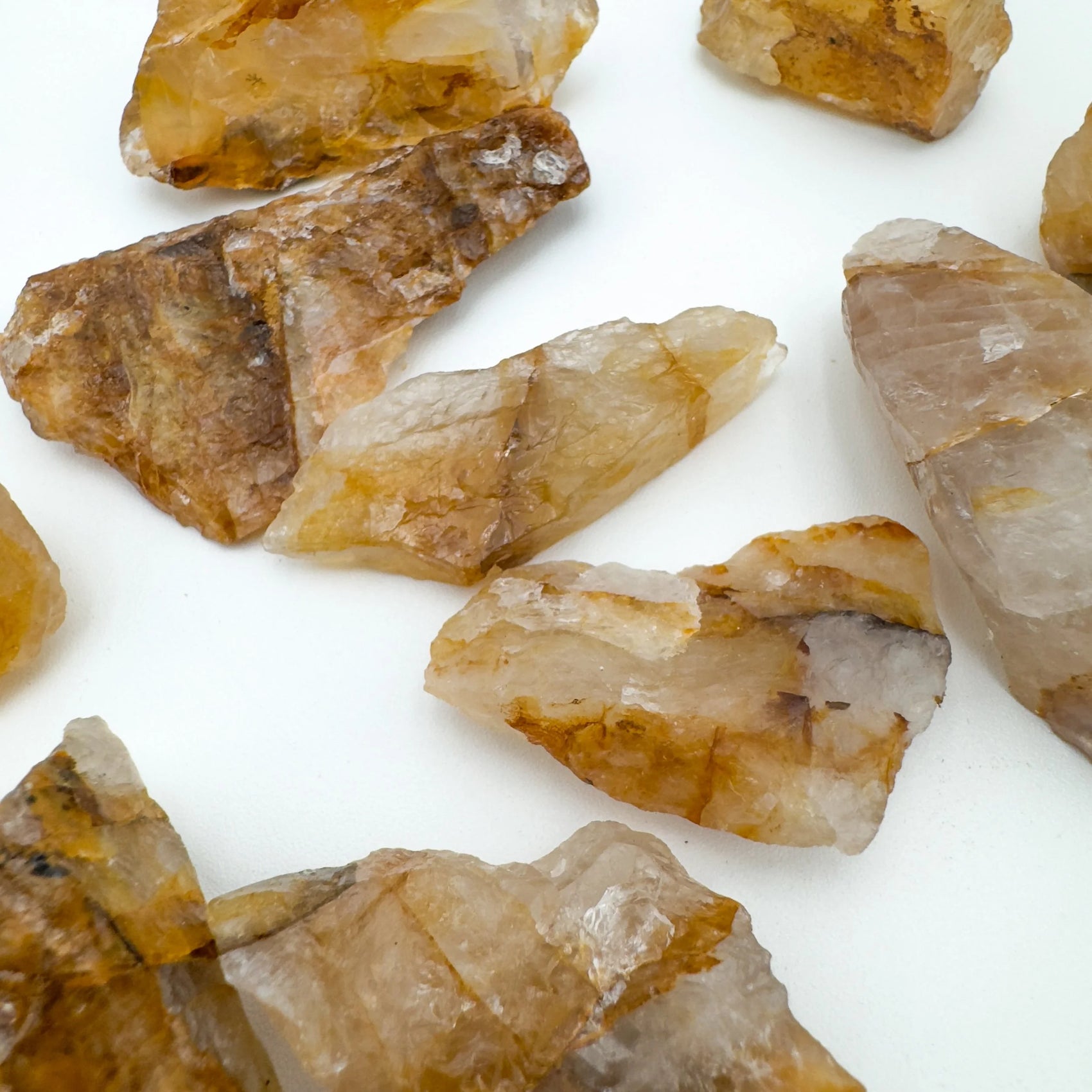Plan view of Golden Healer raw stone, worked with for Healing, showing tight grain.