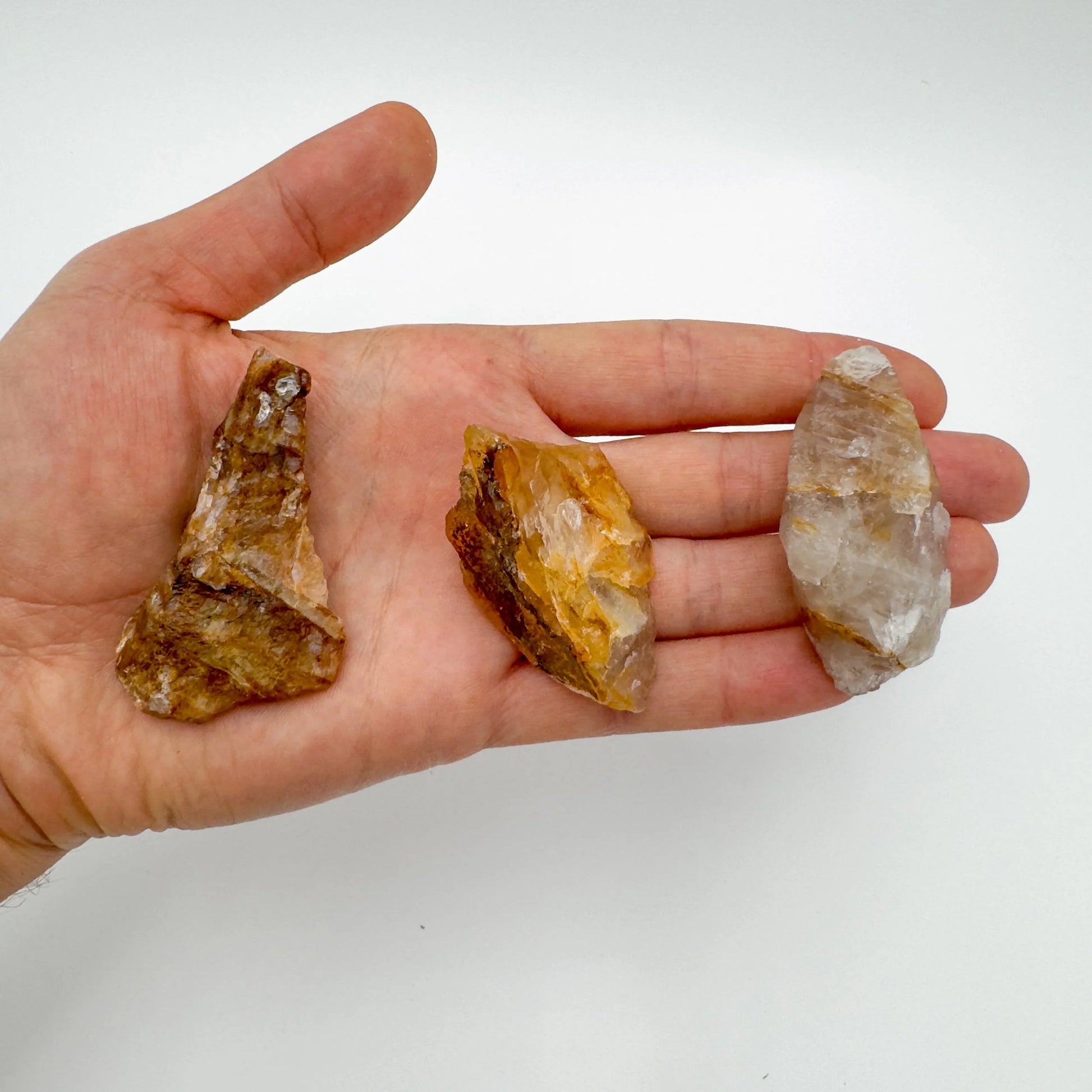 Alternate angle of Golden Healer raw stone, often worked with for Healing and Meditation, sourced from Madagascar.