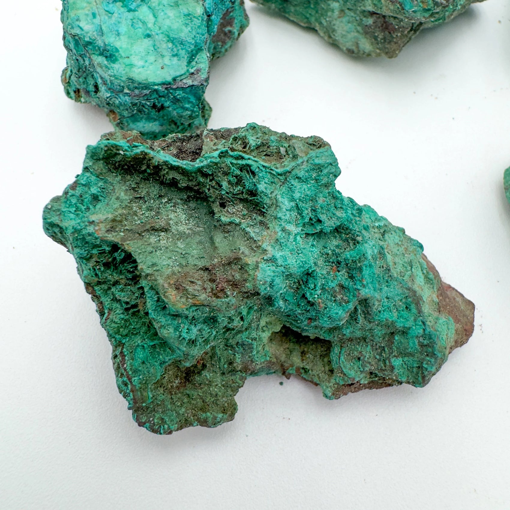 Close-up of Chrysocolla raw stone from Namibia, soothing wellness stone for Emotional Healing