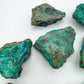 Looking down on Chrysocolla raw stone, sourced from Namibia.