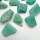 Side profile of Grade A Amazonite raw with natural form and inclusions
