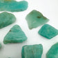 Top view of Grade A Amazonite raw, sourced from Zambezia, Mozambique