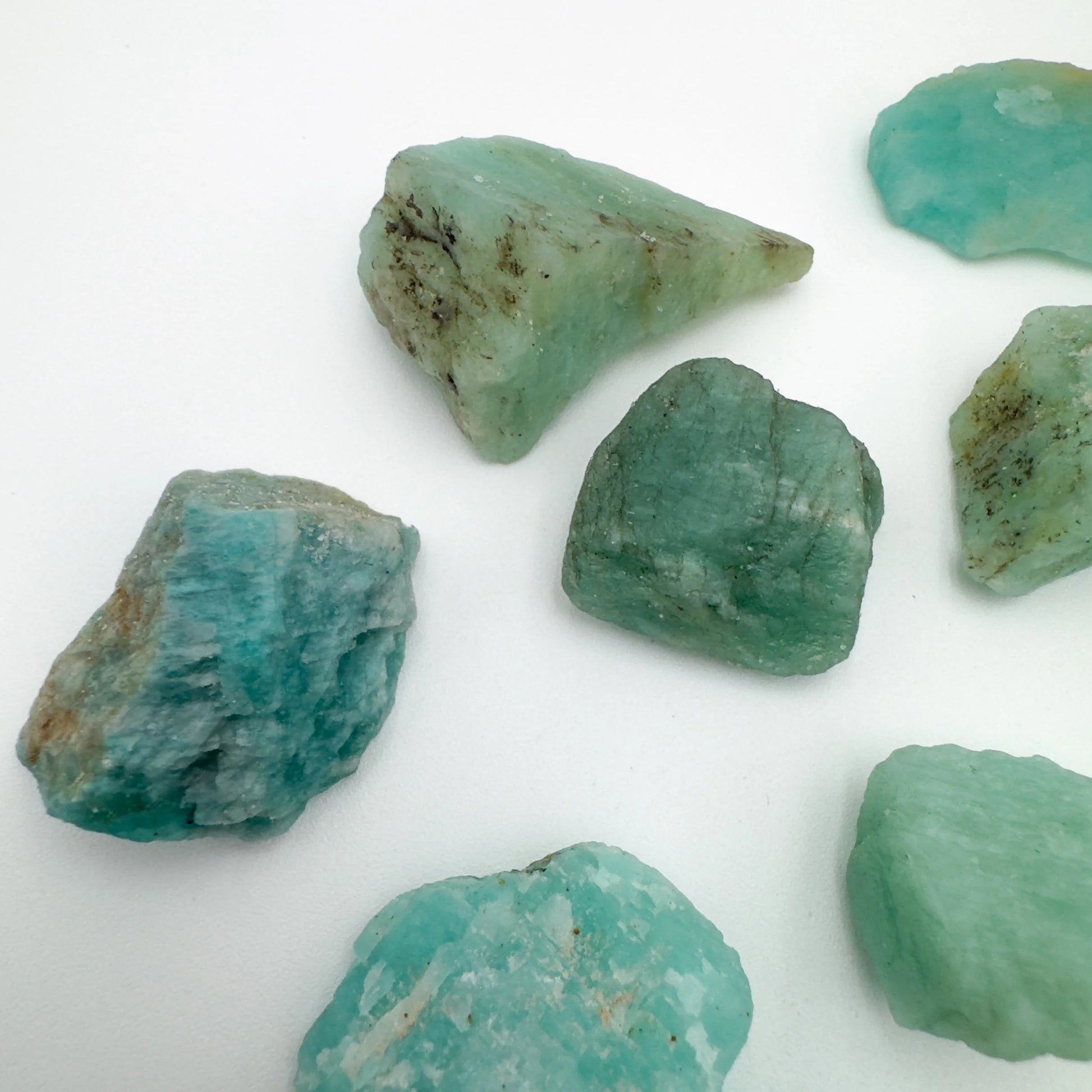 Alternate angle of Grade A Amazonite raw showing overall shape