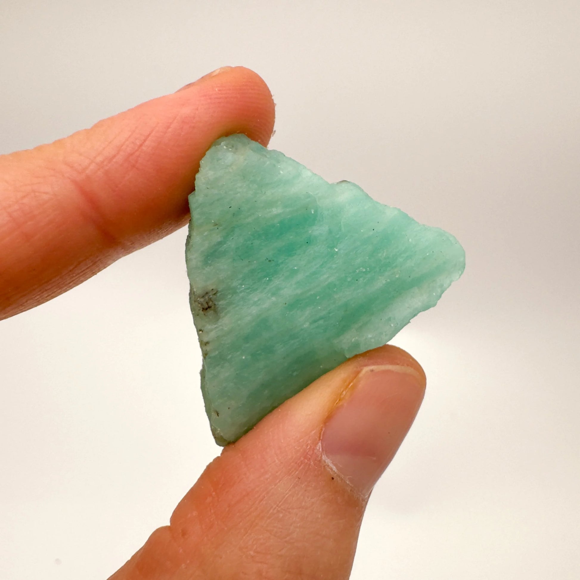 Detail shot of Grade A Amazonite raw under natural light