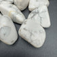 Top view of Howlite tumbled stone, sourced from Masvingo, Zimbabwe, showing matte finish.