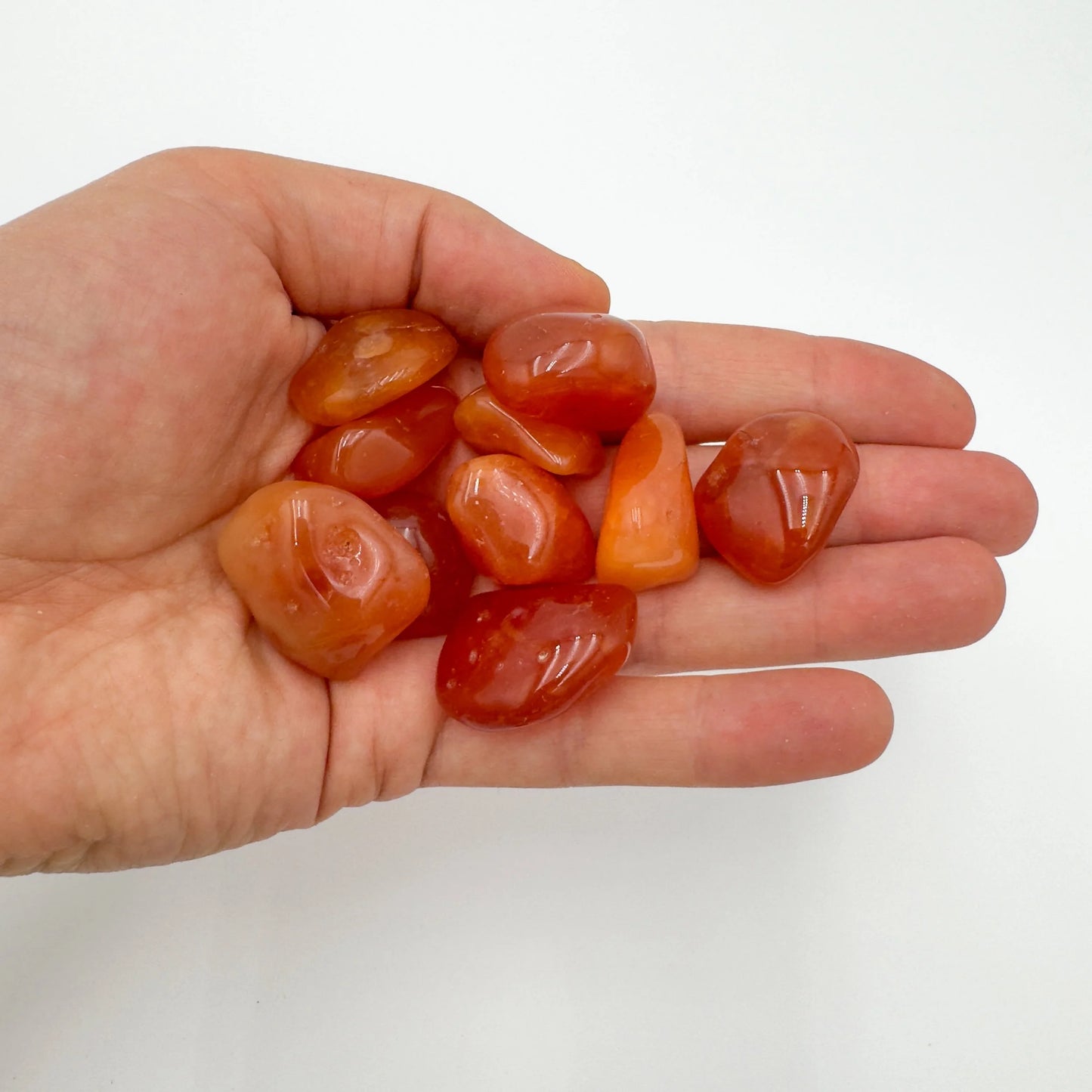 Base detail of Grade AA Carnelian tumbled stone