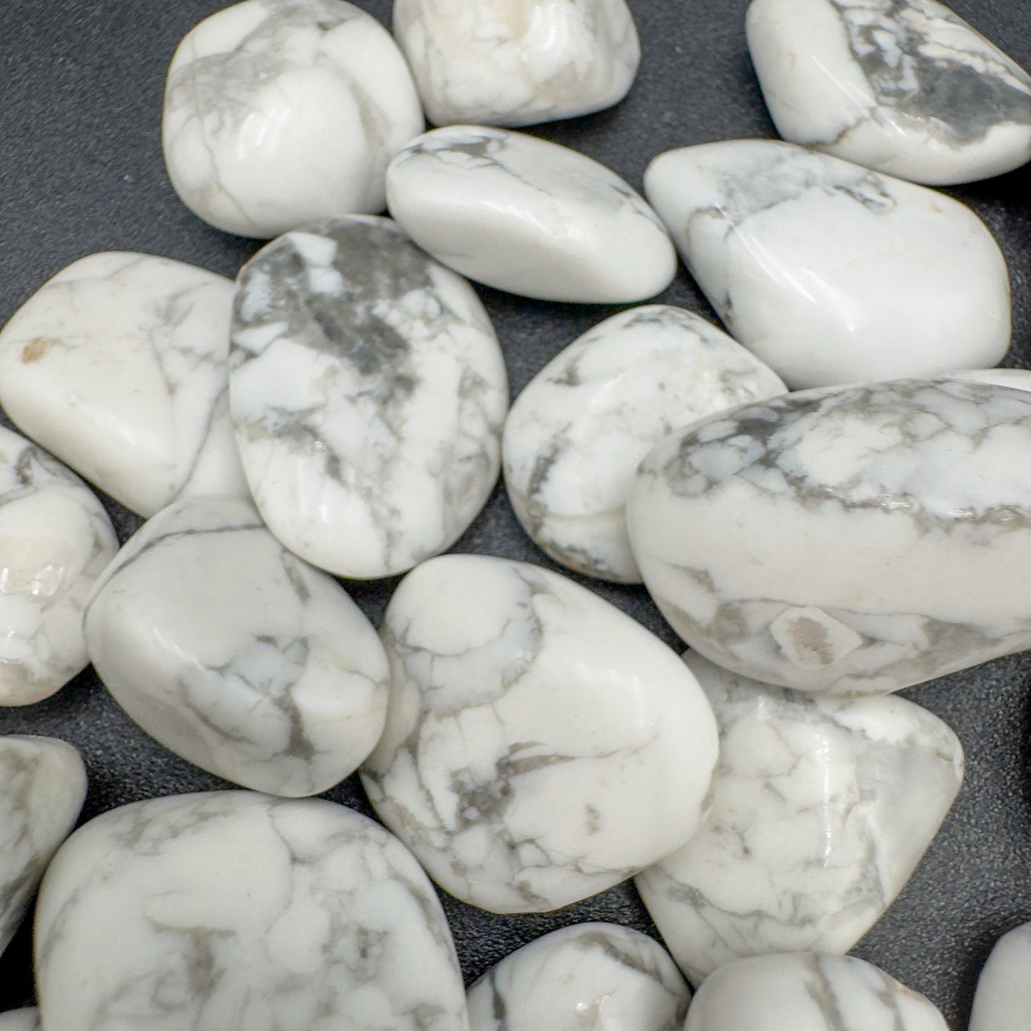 Bulk Howlite tumbled stones from Zimbabwe, White, Gray stones for Meditation