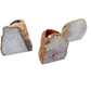Agate candle holders angled to show the drilled tea light wells cut into the top