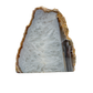 Single standing agate candle holder, polished white quartz centre ringed by tan bands