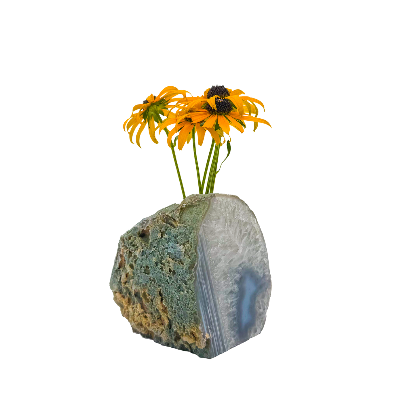Agate crystal vase with concentric banding and crystalline quartz center, A grade, Minas Gerais Brazil, view 5