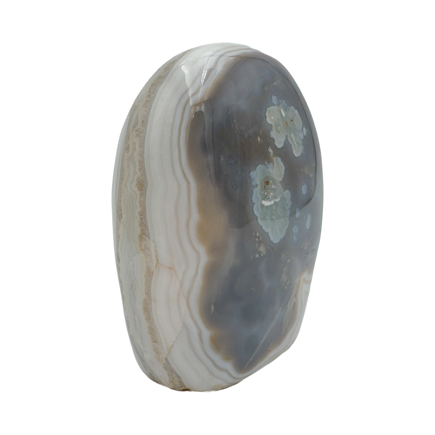 Close-up detail of Agate freeform showing natural banding
