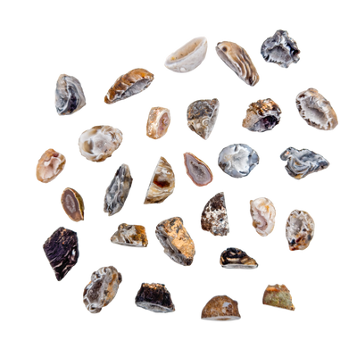 Hand-selected Agate raw mini geodes from Minas Gerais, Brazil — Grade AA scatter for grounding, focus, and natural protection