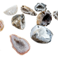 Grade AA Agate mini geodes (0.75-1.50 Inch) in varied earth tones, ideal for daily-carry grounding and focus