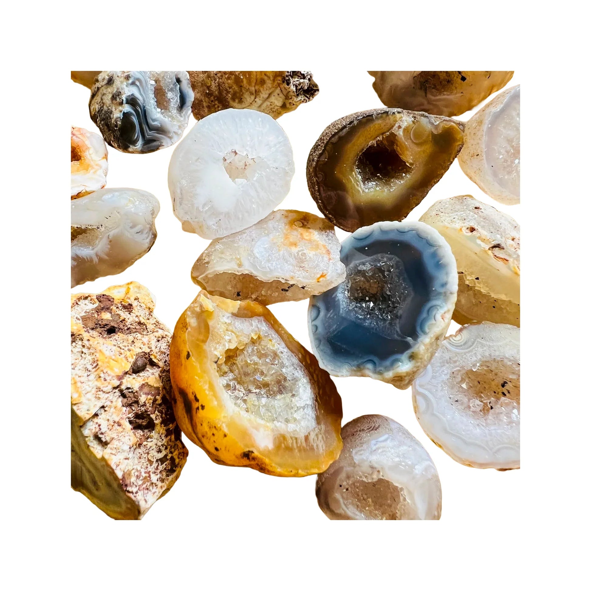 Raw Agate Geodes traditionally associated with Focus, Grounding & Healing — multicolored natural, AA grade from Brazil