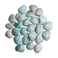 Polished Amazonite Hearts for Anxiety Relief, Calm & Communication — beginner-friendly blue polished, A grade from Madagascar