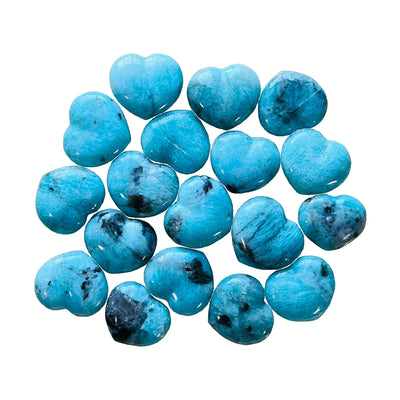 Polished Amazonite Hearts for Anxiety Relief, Calm & Communication — blue polished, AA grade directly from Madagascar