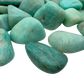 Top-down view of Amazonite tumbled stone, AA Grade, from Minas Gerais, Brazil, showing color depth.