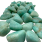 Additional angle of Amazonite tumbled stone, AA Grade, sourced from Minas Gerais, Brazil. Traditionally used for stress relief.