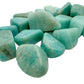 Pile of polished Amazonite tumbled stones, AA grade from Mozambique