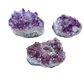 Natural amethyst cluster candle holders from Minas Gerais Brazil, flat cut bases