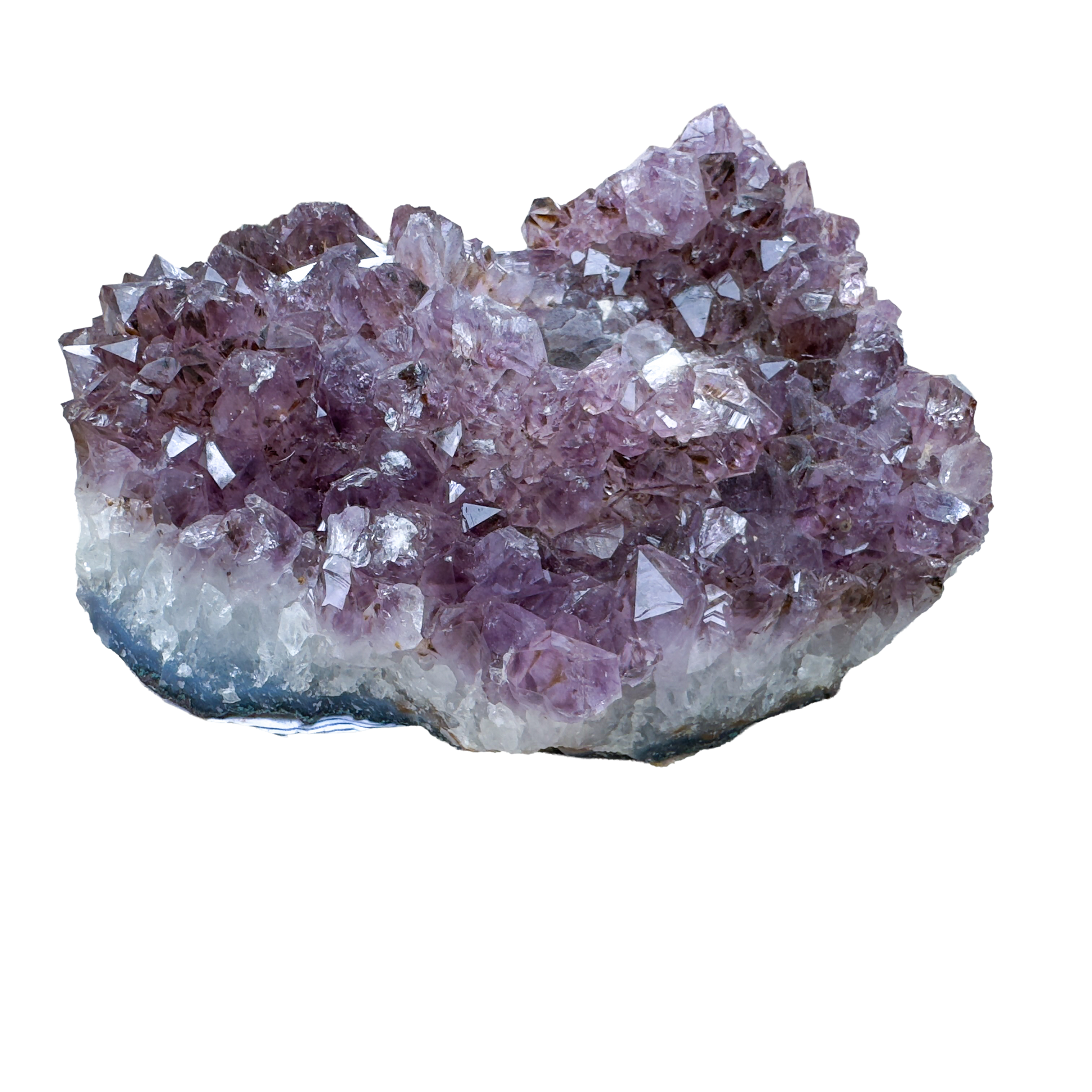 Single amethyst candle holder, wide natural crystal cluster with untreated purple points