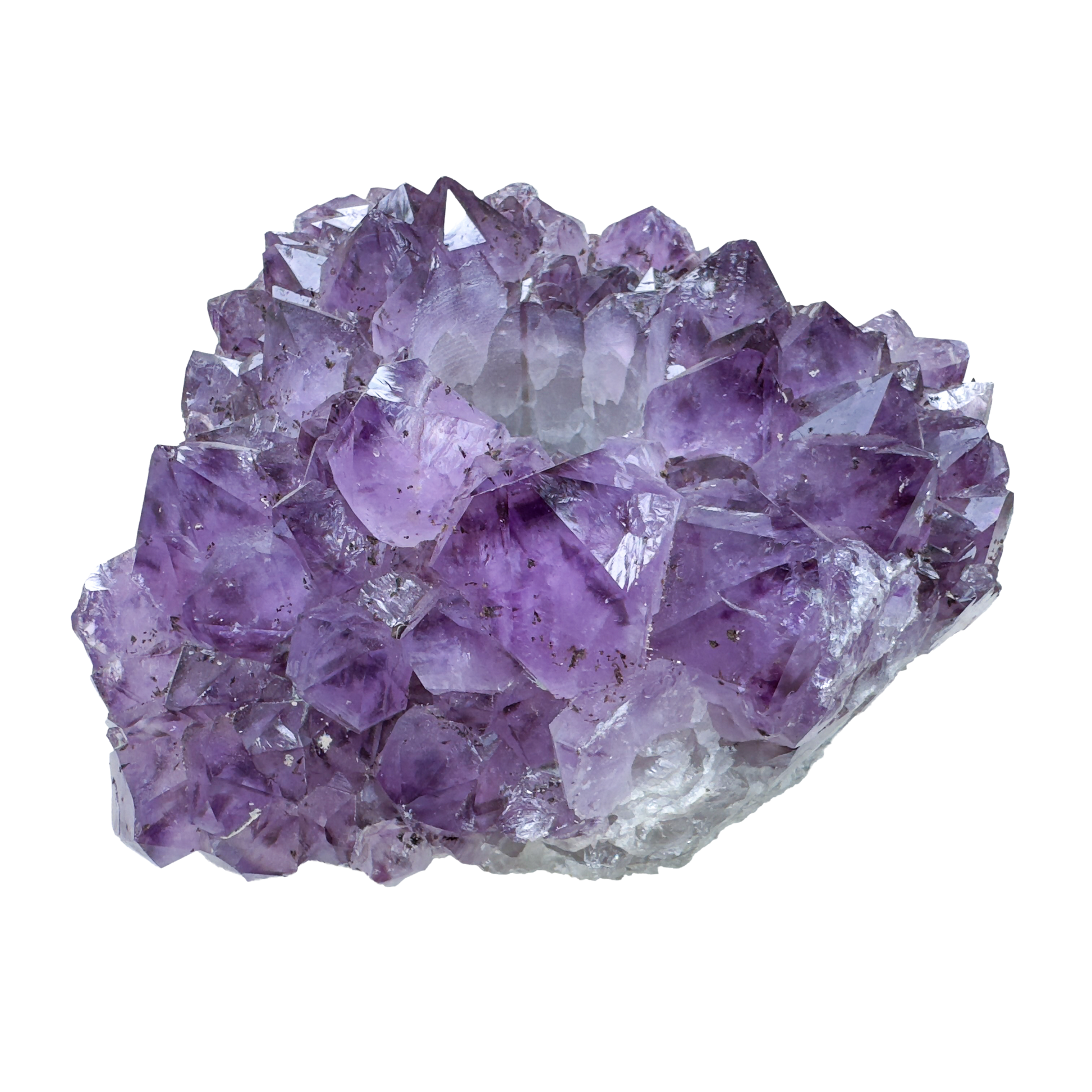 Vivid violet amethyst candle holder from Brazil, natural untreated crystal points