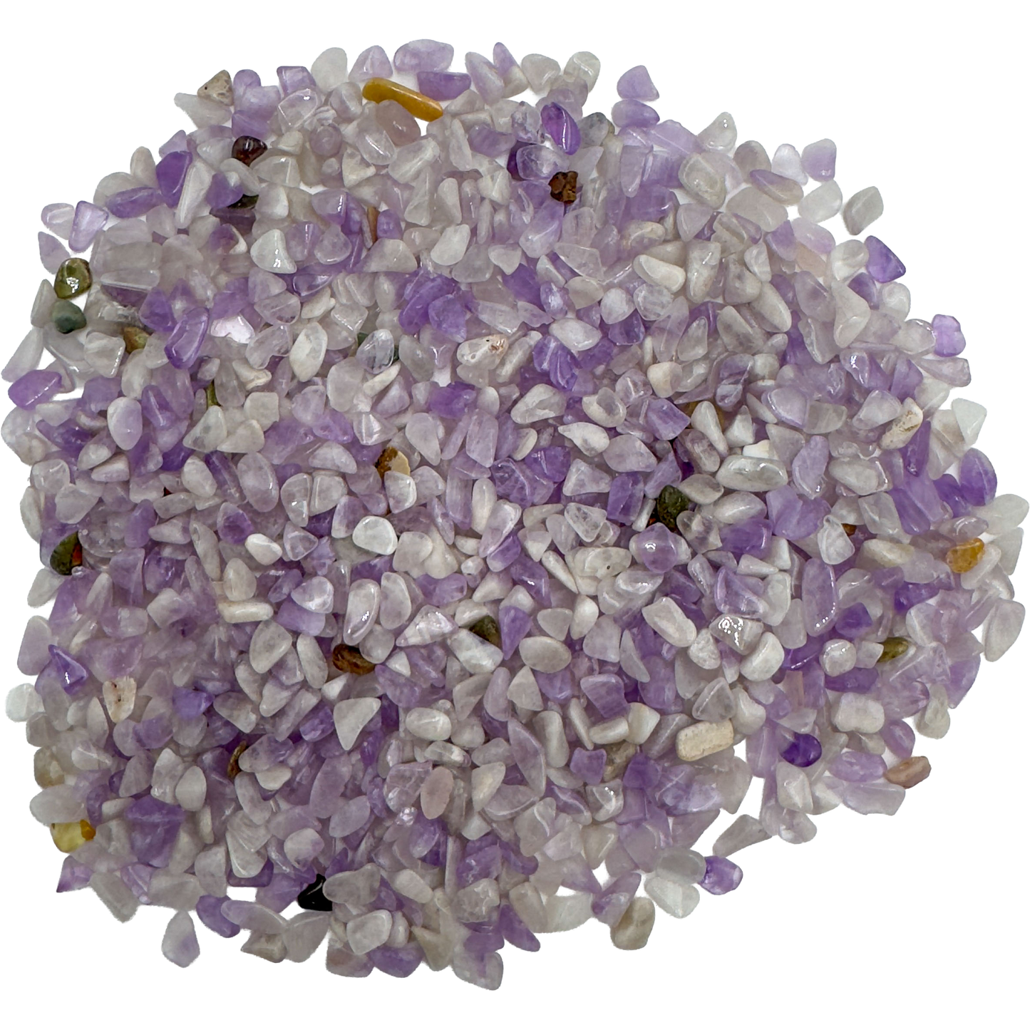 Amethyst crystal chips bulk lot, Madagascar, showing rich purple color and polish