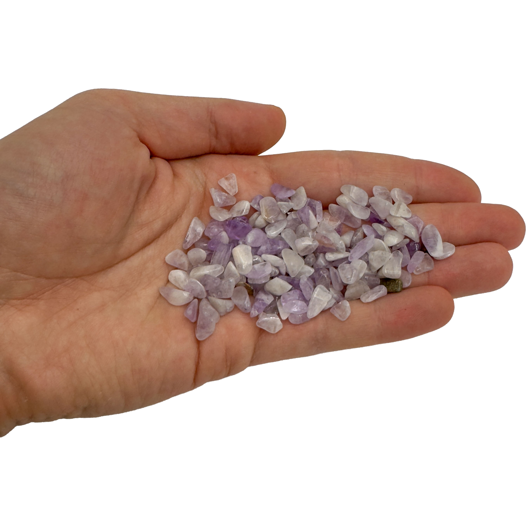 Natural light context of Amethyst stone, from Toliara, Madagascar, showing the wear and finish.