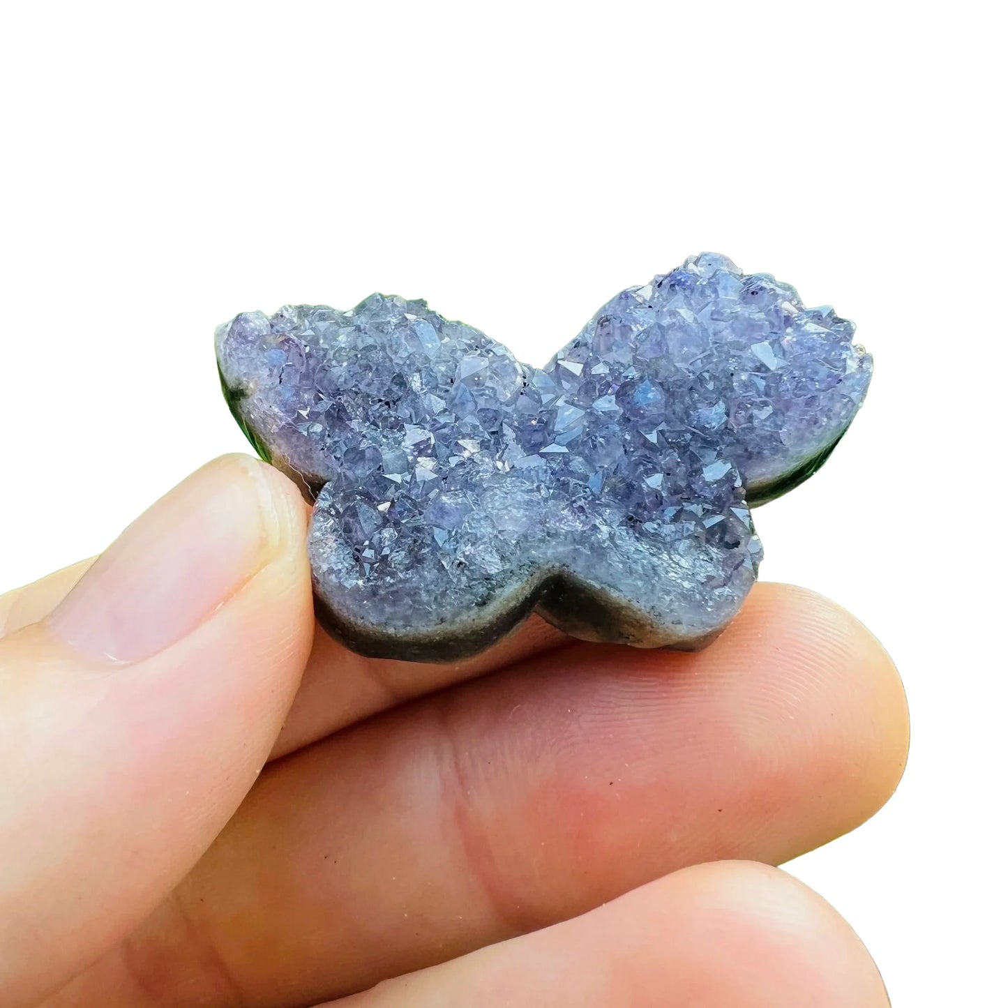Plan view of purple Amethyst polished butterfly, Uruguay-sourced, for Stress Relief and Sleep.